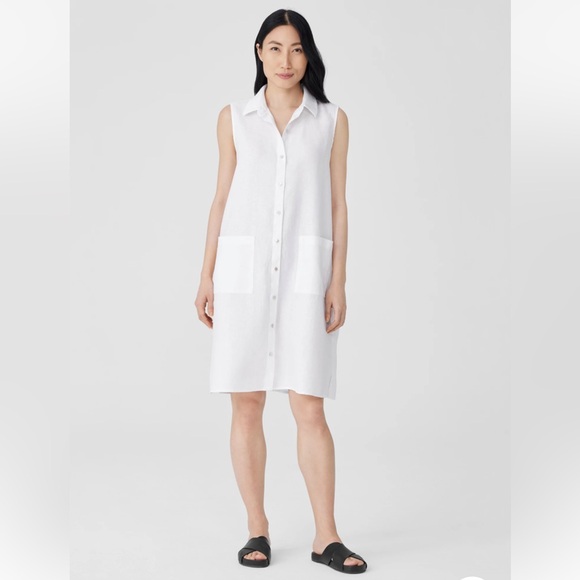 NWT EILEEN FISHER Organic Linen Sleeveless Dress - Picture 1 of 8